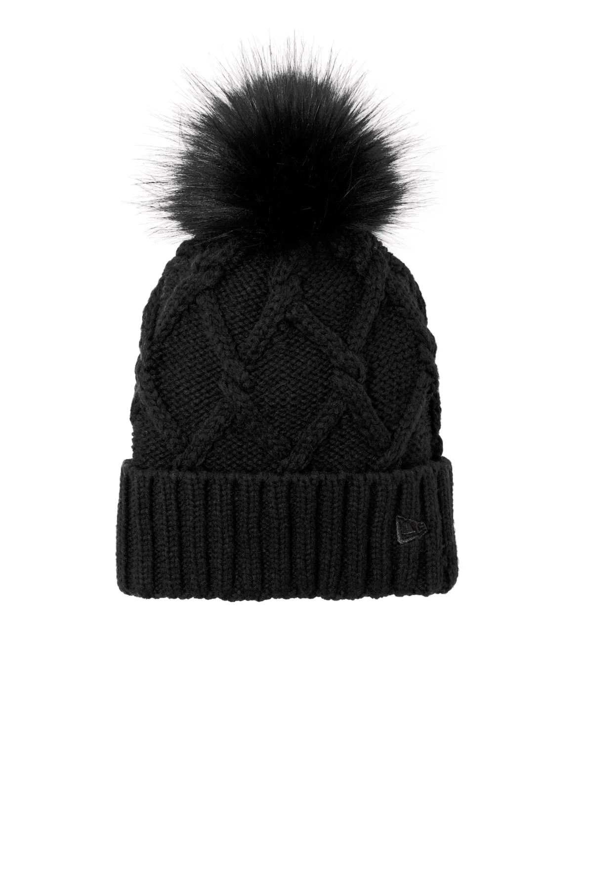 New Era Faux Fur Pom Beanies, Black