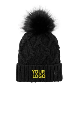 New Era Faux Fur Pom Beanies, Black