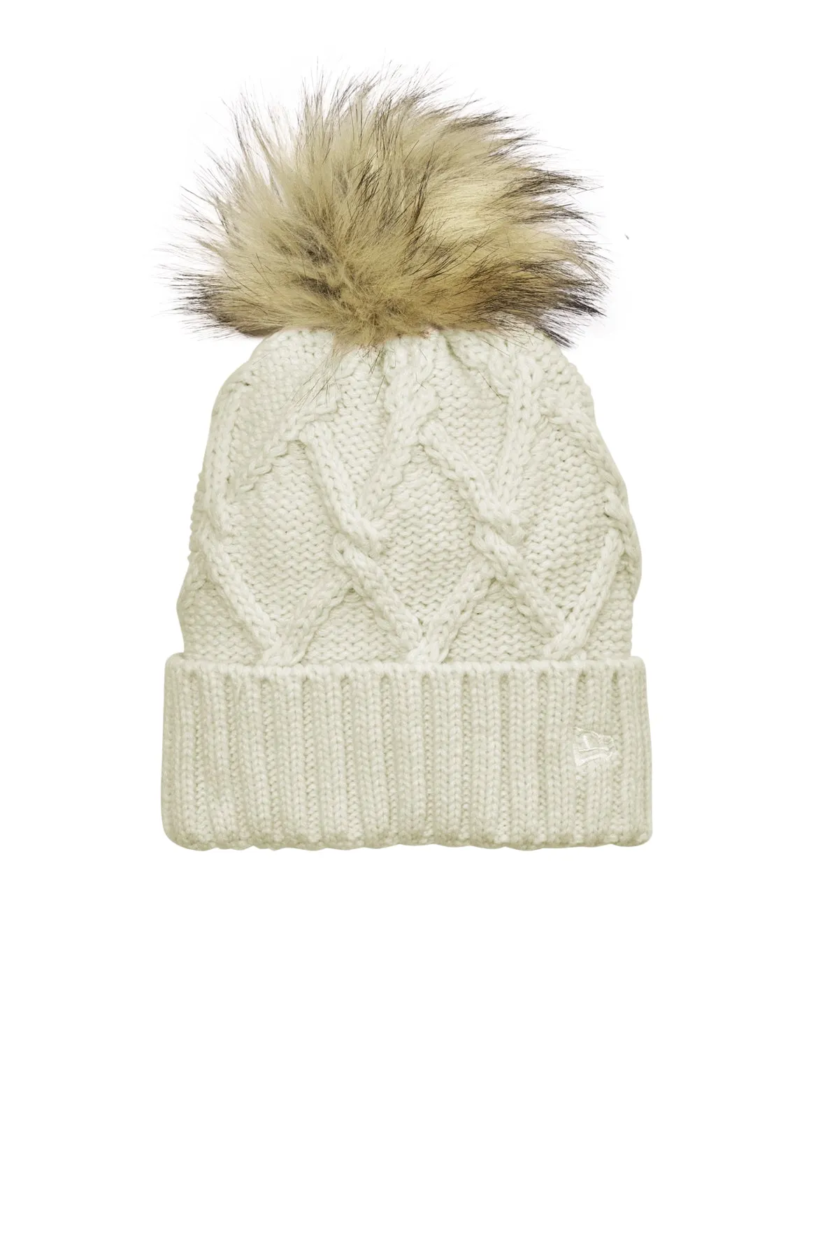 New Era Faux Fur Pom Beanies, Ivory