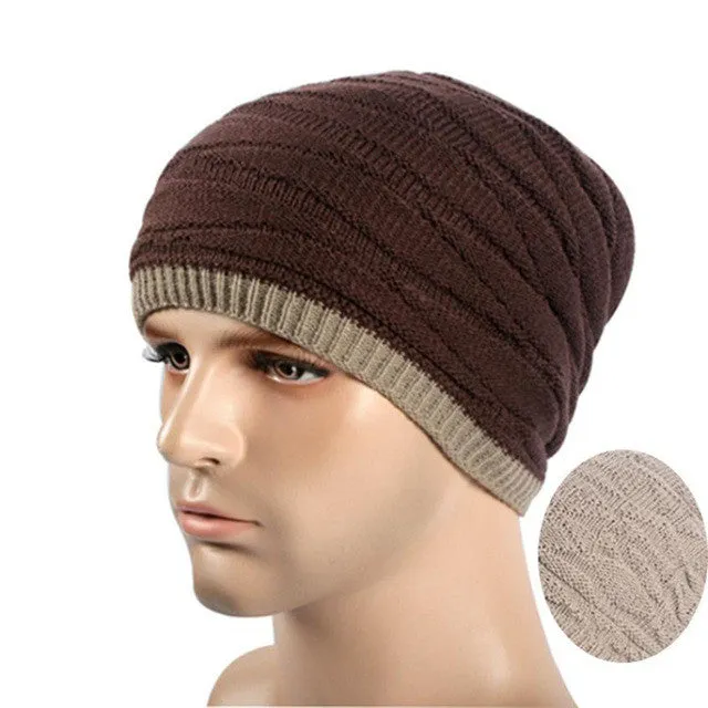 New Fahsion  Cool Knitted Wool Mens Hat Beanies Men Warm skullies Casual Hip Hop Cap 2 Use  Hats For Men SM6