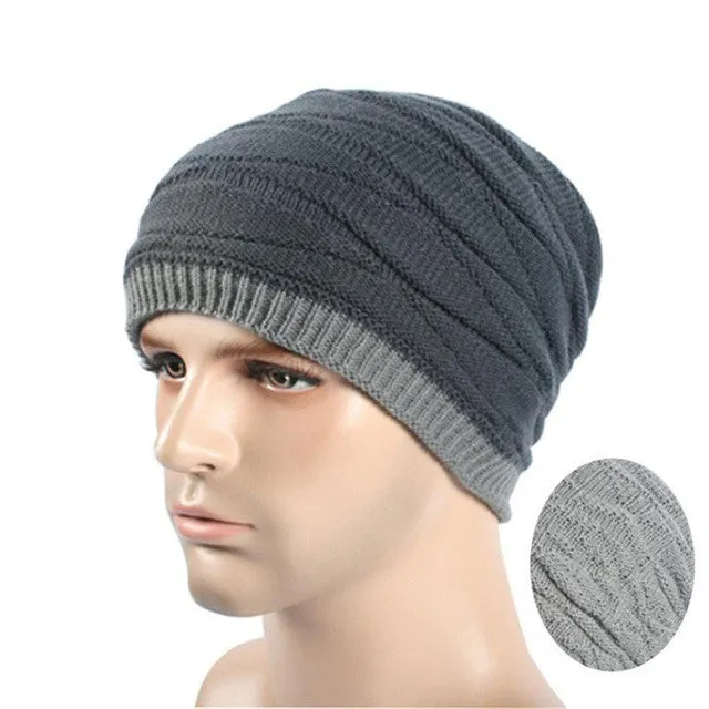 New Fahsion  Cool Knitted Wool Mens Hat Beanies Men Warm skullies Casual Hip Hop Cap 2 Use  Hats For Men SM6