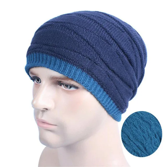 New Fahsion  Cool Knitted Wool Mens Hat Beanies Men Warm skullies Casual Hip Hop Cap 2 Use  Hats For Men SM6