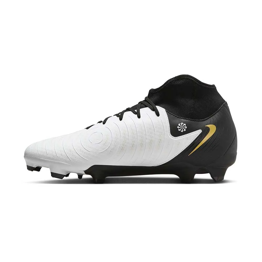 Nike Phantom Luna 2 Academy MG High-Top Soccer Cleats - White/Metallic Gold Coin/Black - Regular (D)