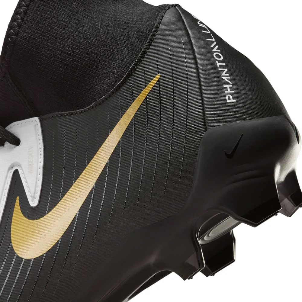 Nike Phantom Luna 2 Academy MG High-Top Soccer Cleats - White/Metallic Gold Coin/Black - Regular (D)