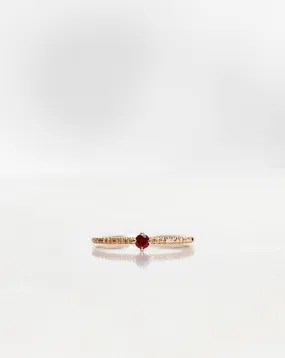 Not So Tiny Sparkle Ring with Red Ruby and Champagne Diamonds