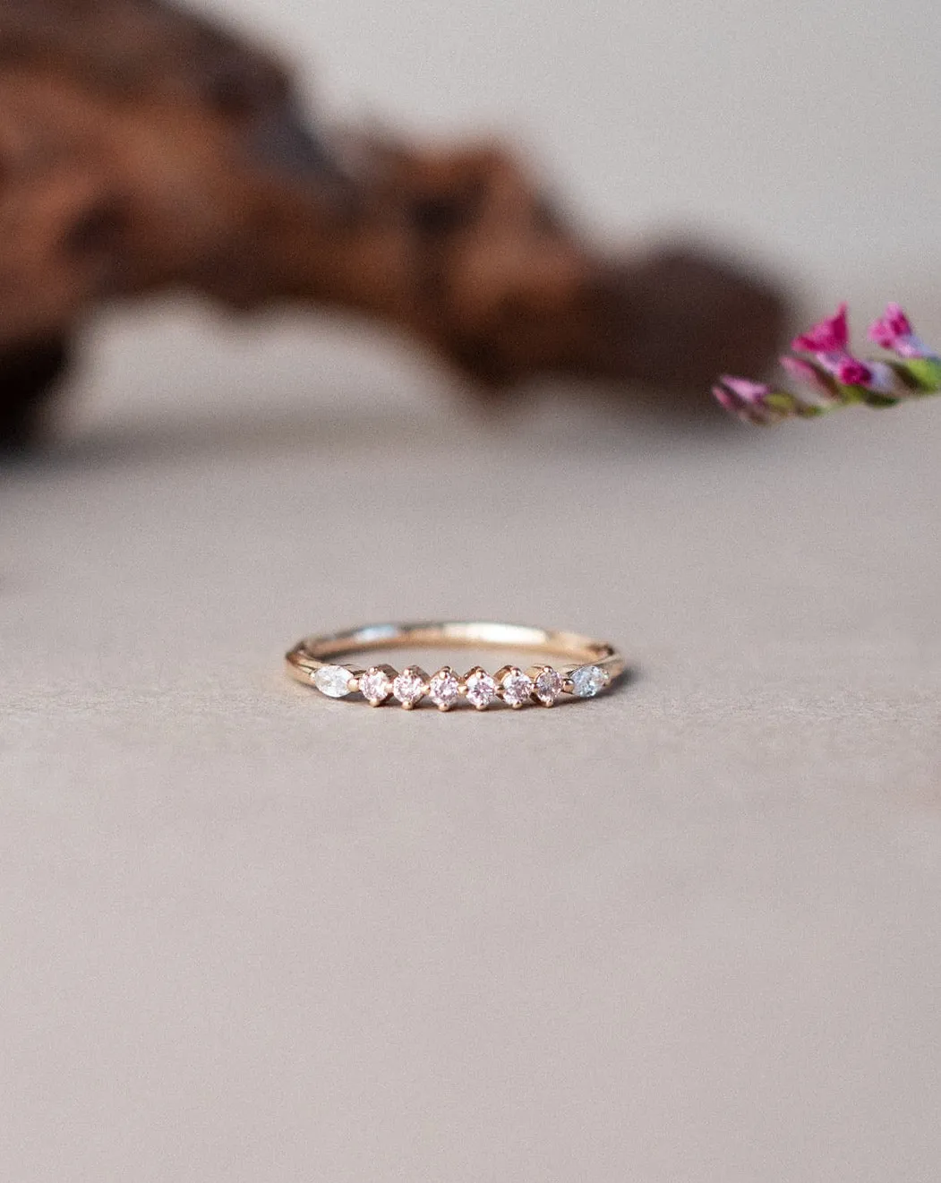 One-Of-A-Kind Idun Diamond Band with Pink Champagne Diamonds and Diamonds