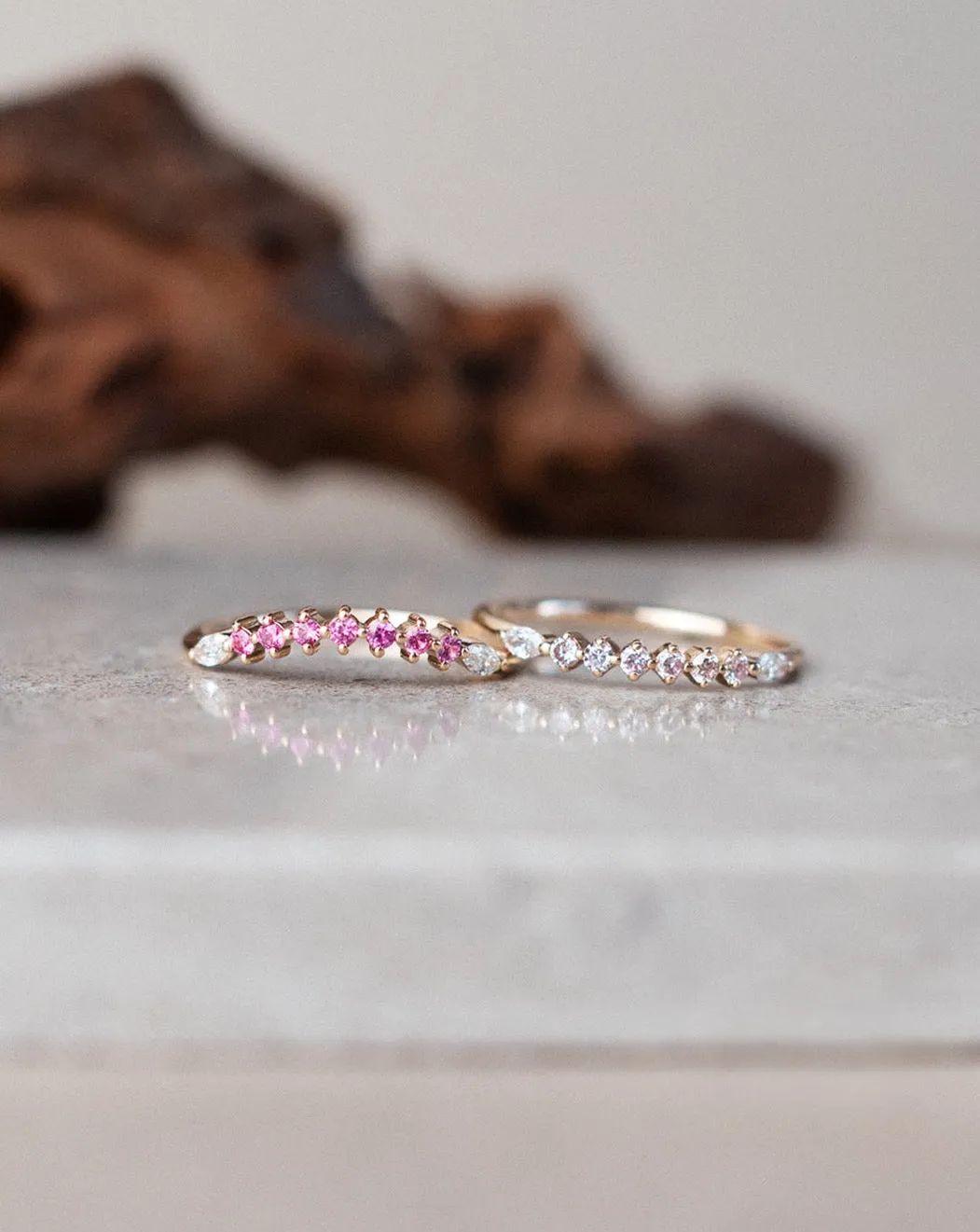 One-Of-A-Kind Idun Diamond Band with Pink Champagne Diamonds and Diamonds