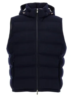 Padded Wool Vest Gilet Blue