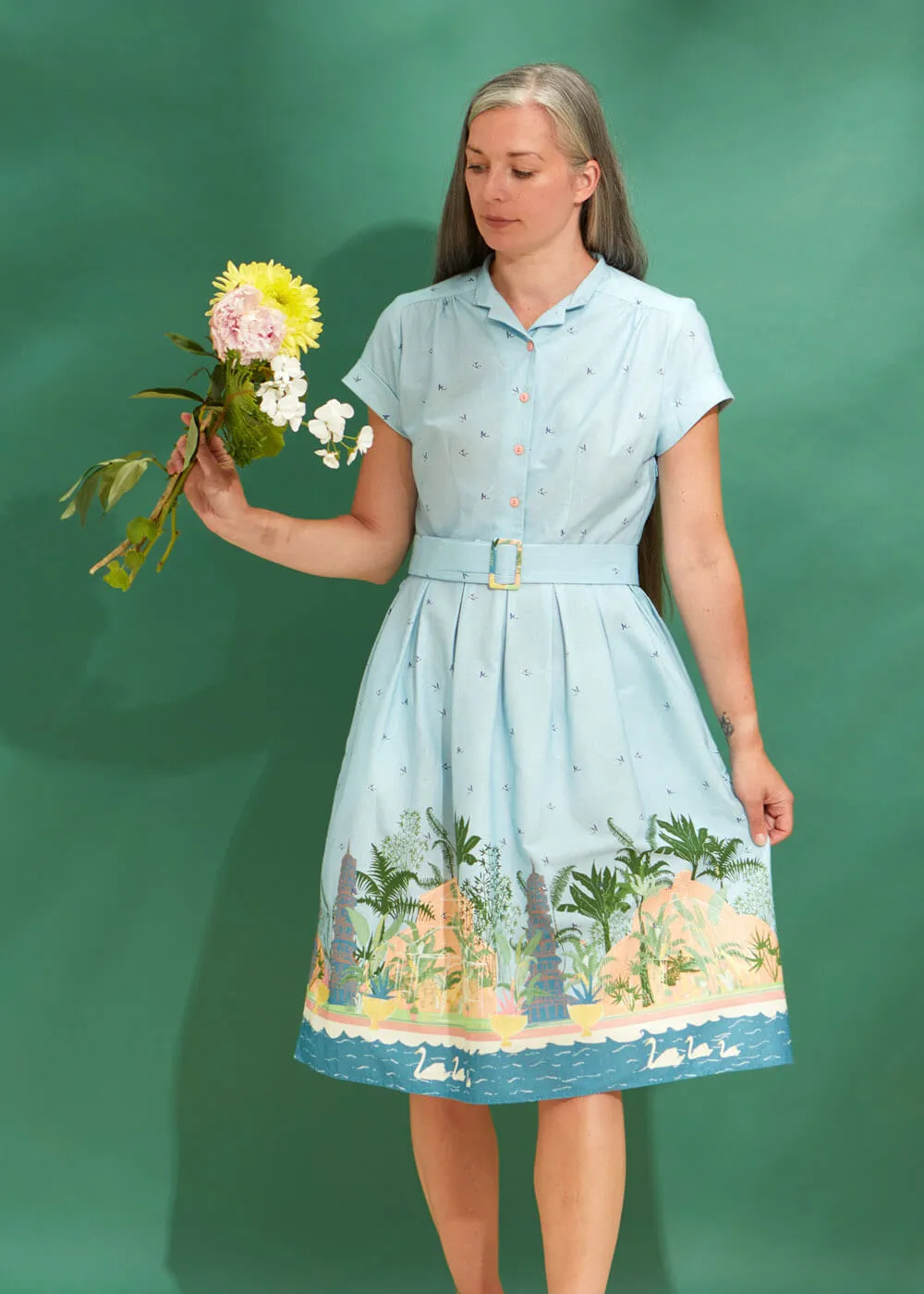 Palava Louise Kew Gardens 40's A-Line Dress Blue