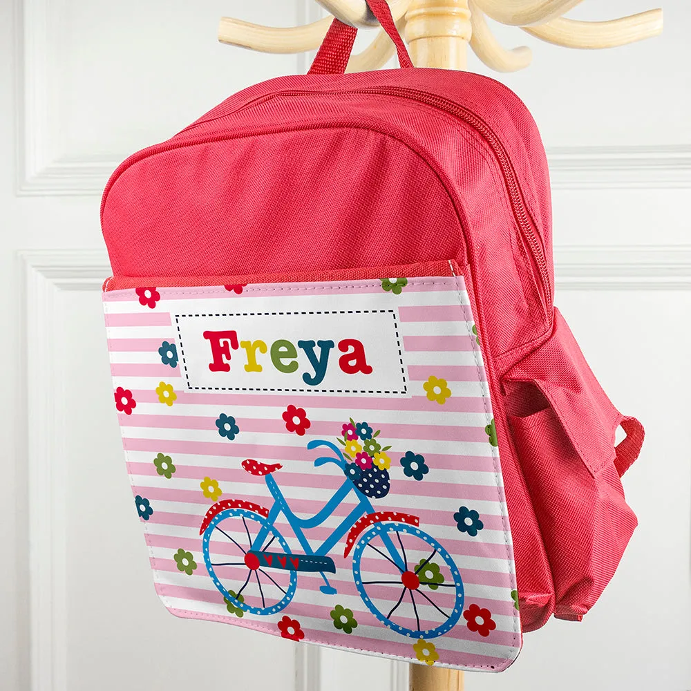 Personalised Girl's Red Mini Rucksack