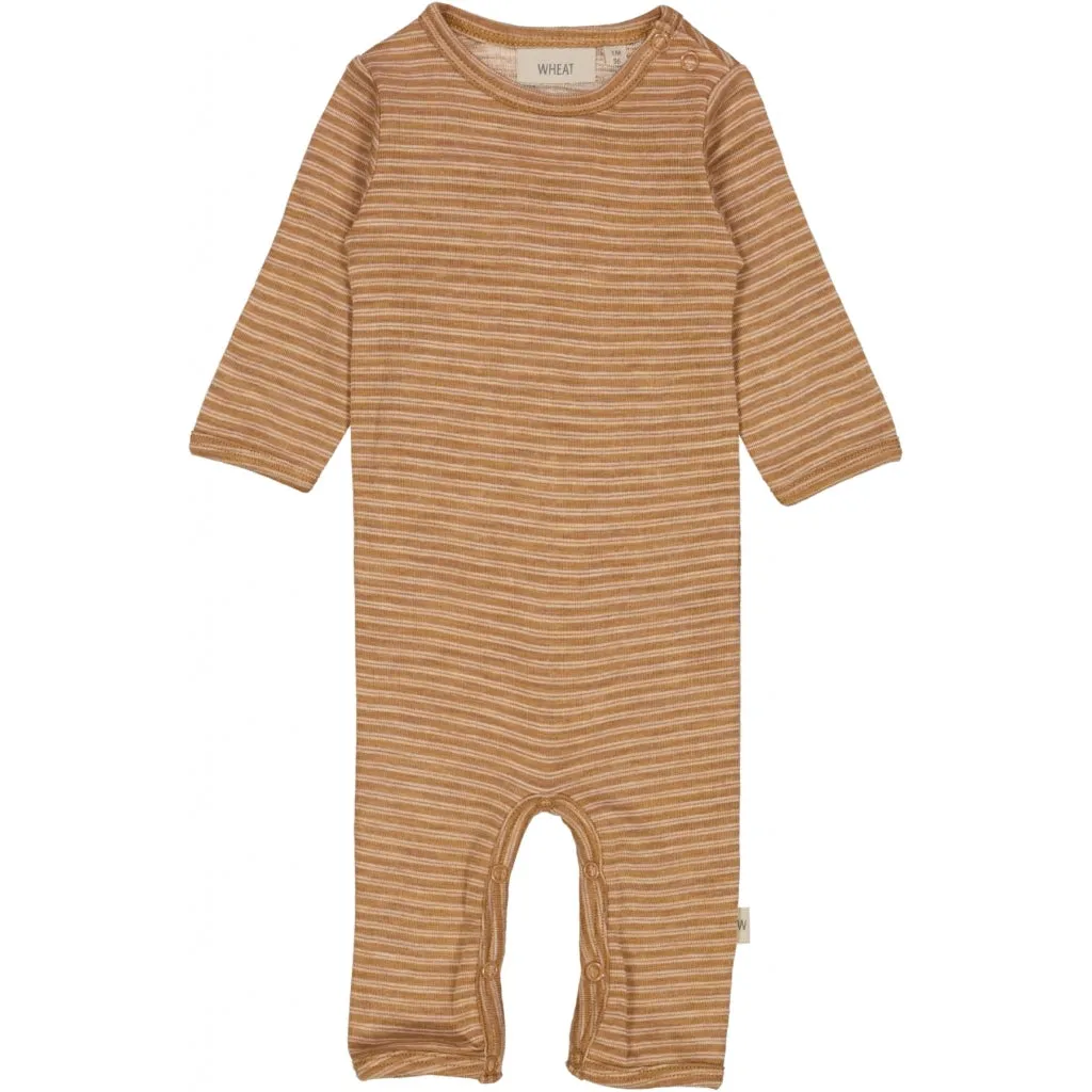 Plain Wool Jumpsuit - clay melange wool stripe