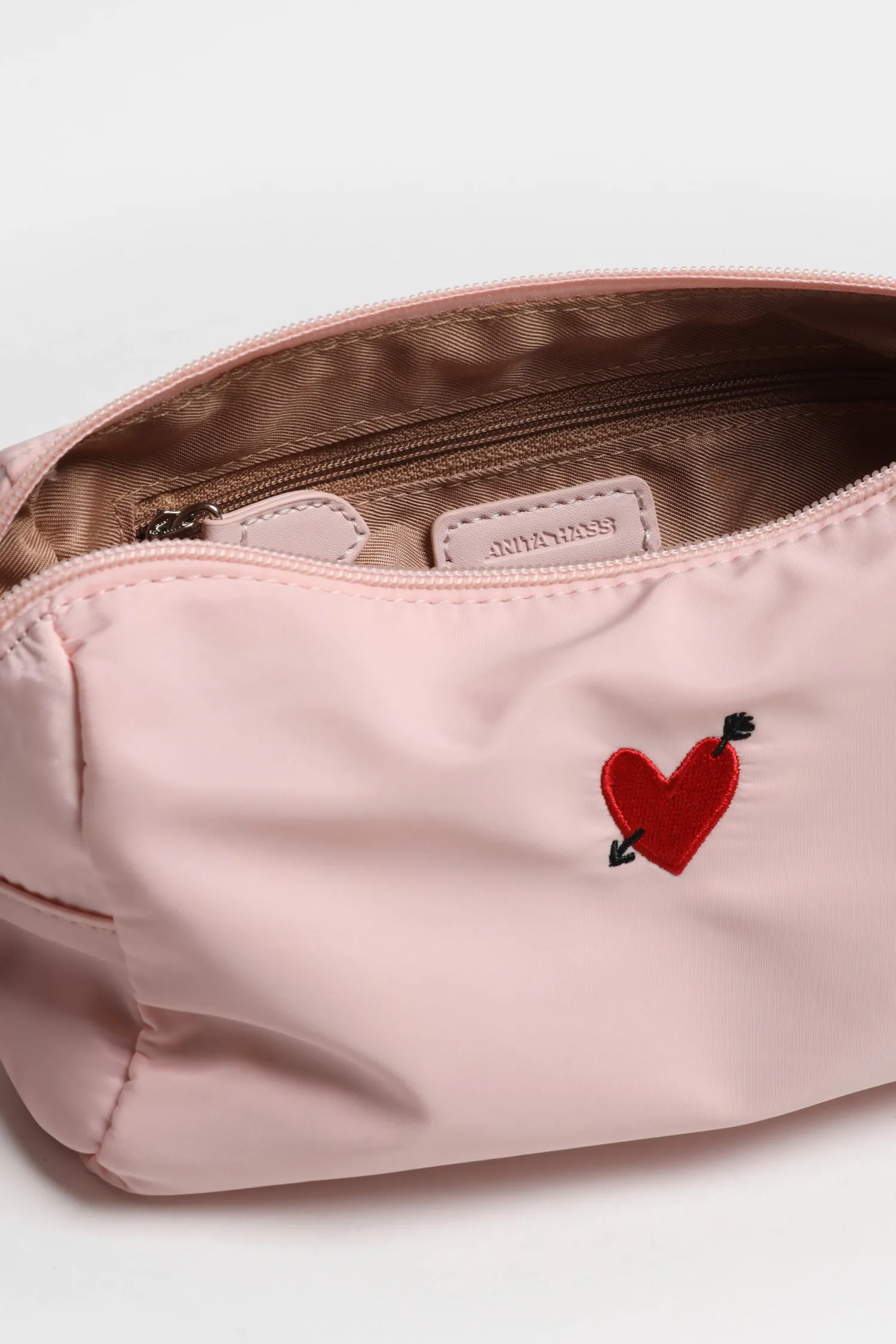 Pouch 'Heart' in Rose Nylon