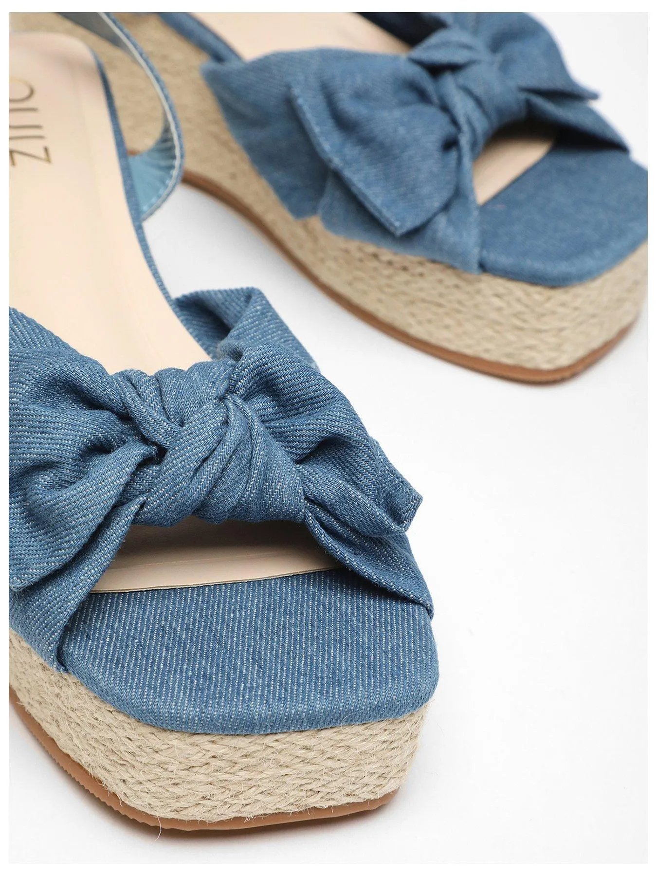 Quiz Blue Woven Bow Front Wedges