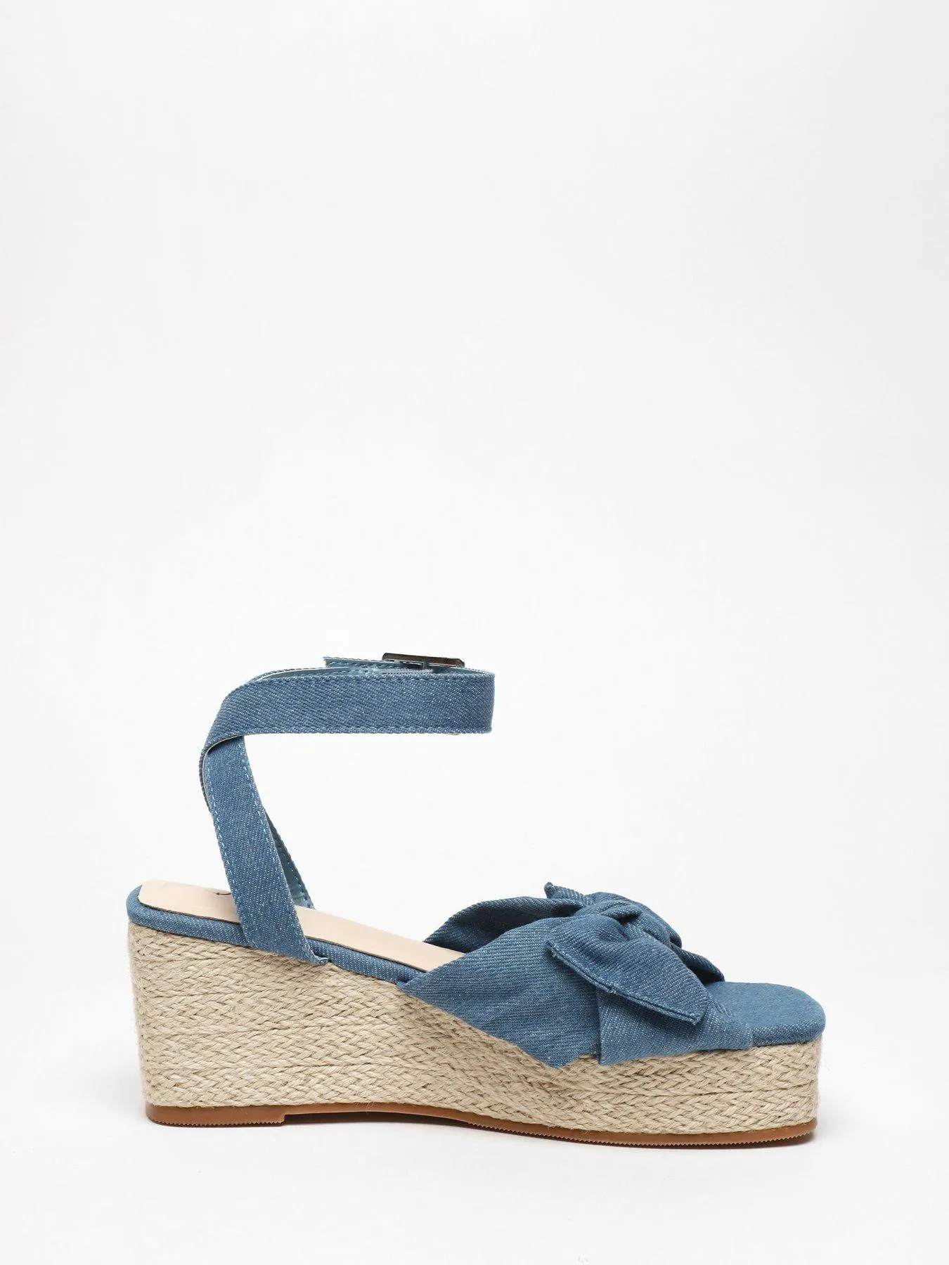 Quiz Blue Woven Bow Front Wedges