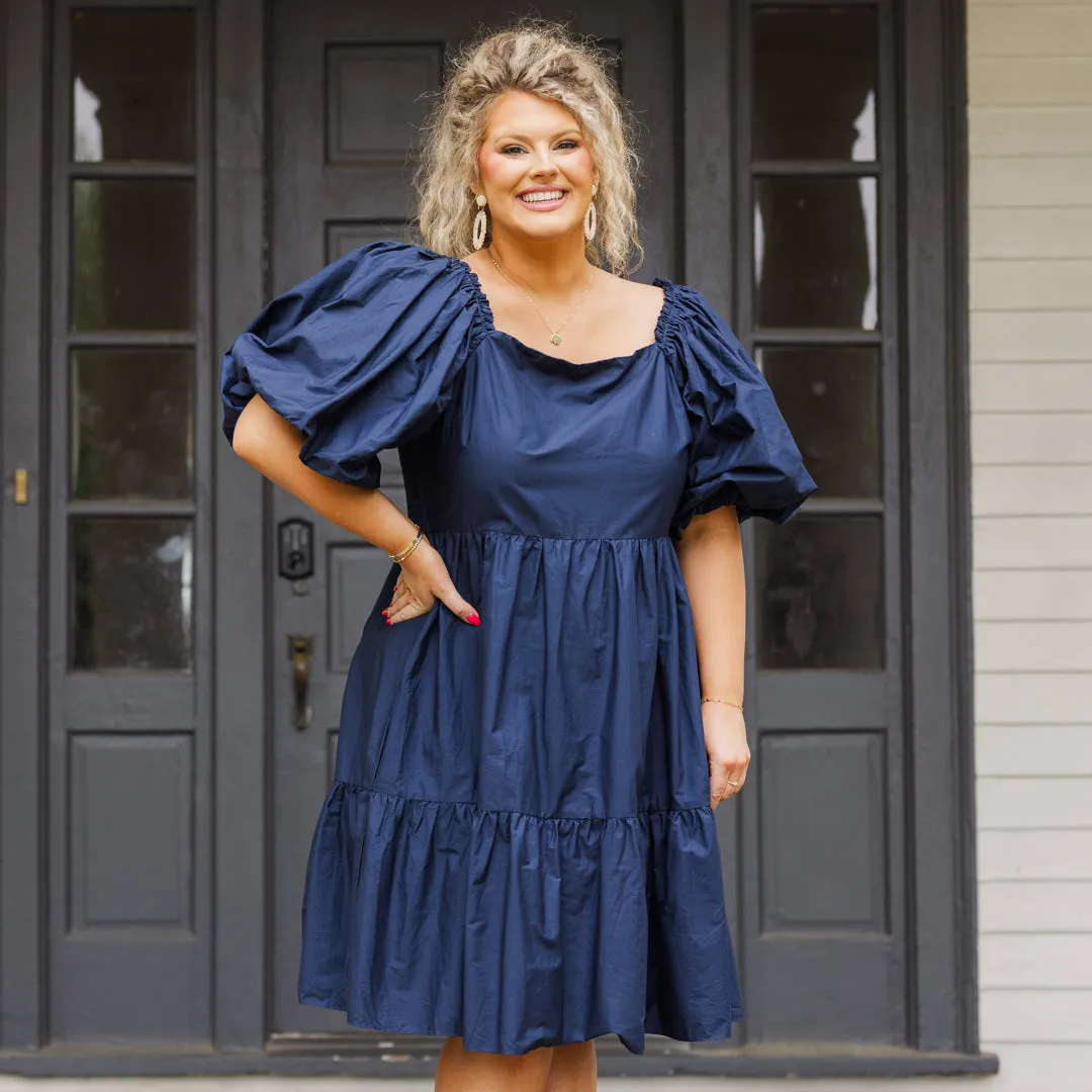 Raindrops On The Streets Dress, Navy