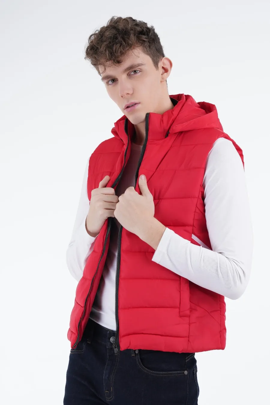 Red Hooded Gilet