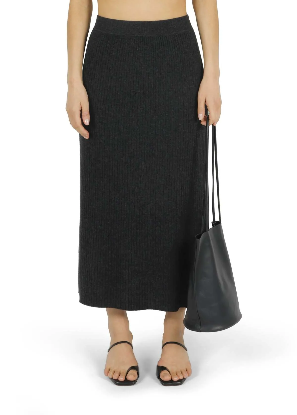 Ribbed Cashmere Skirt - Black Cashmere