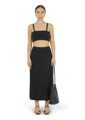 Ribbed Cashmere Skirt - Black Cashmere