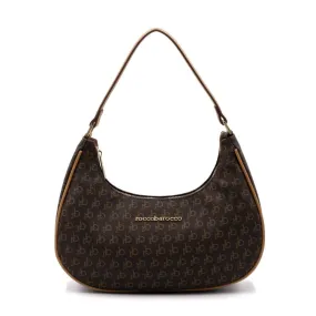 RoccoBarocco 11111 Monogram Hobo Bag Large Borsa a Spalla Donna in Ecopelle Brown