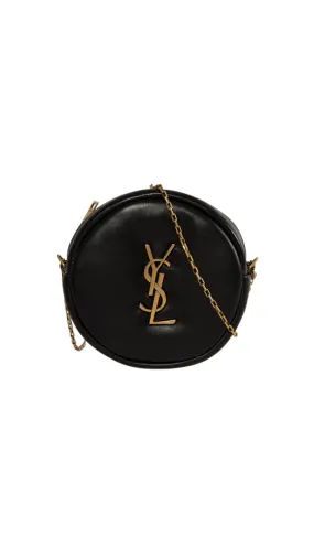 Round Cassandre Lambskin Pouch - Black