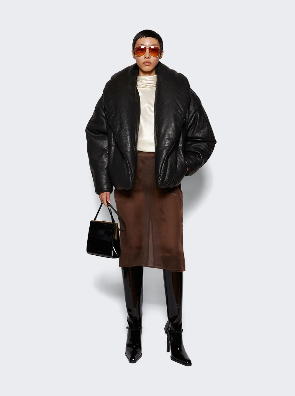 Saint Laurent   Cassandre Lambskin Puffer Jacket Black 