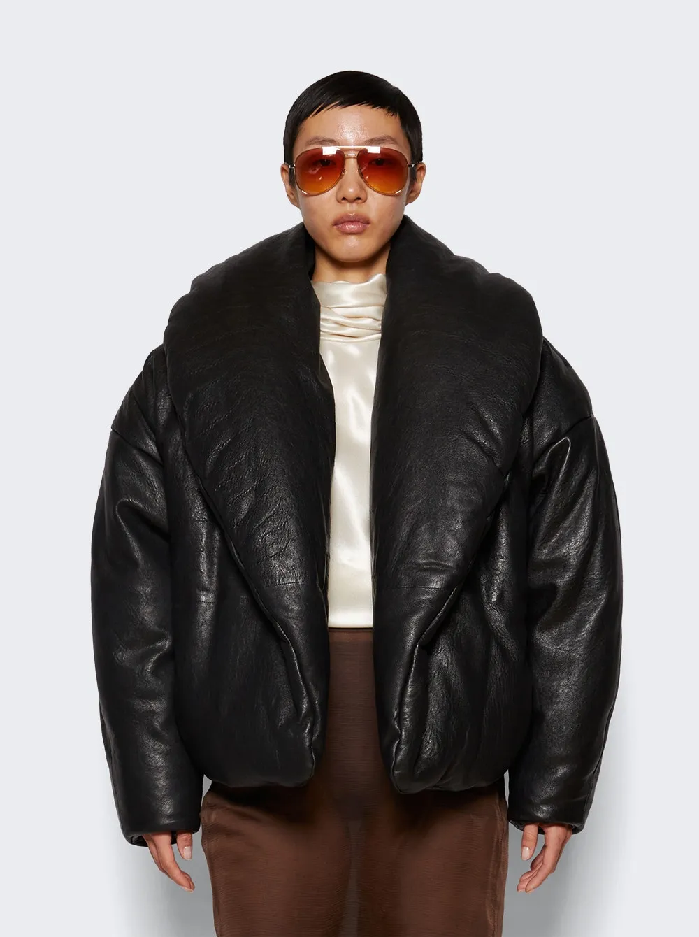 Saint Laurent   Cassandre Lambskin Puffer Jacket Black 