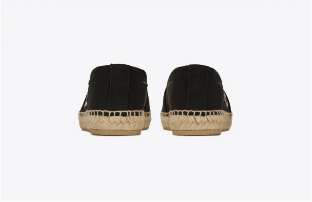 Saint laurent espadrilles embroidered canvas black size 8-12