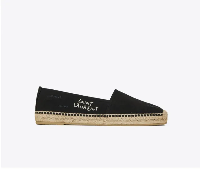 Saint laurent espadrilles embroidered canvas black size 8-12