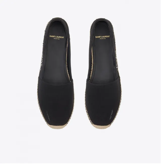 Saint laurent espadrilles embroidered canvas black size 8-12