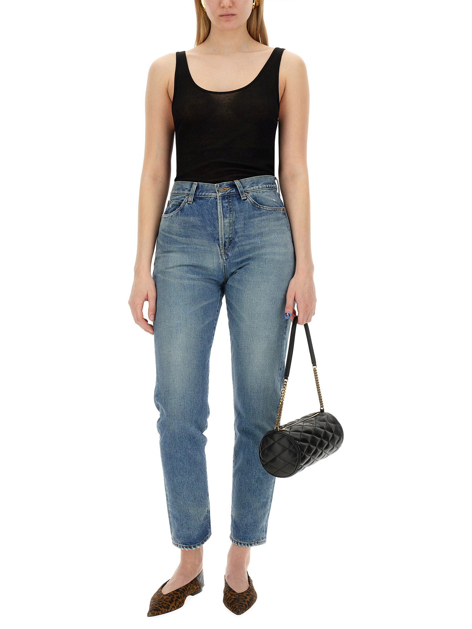 SAINT LAURENT    SEMI-TRANSPARENT TANK TOP IN LIGHTWEIGHT WOOL JERSEY