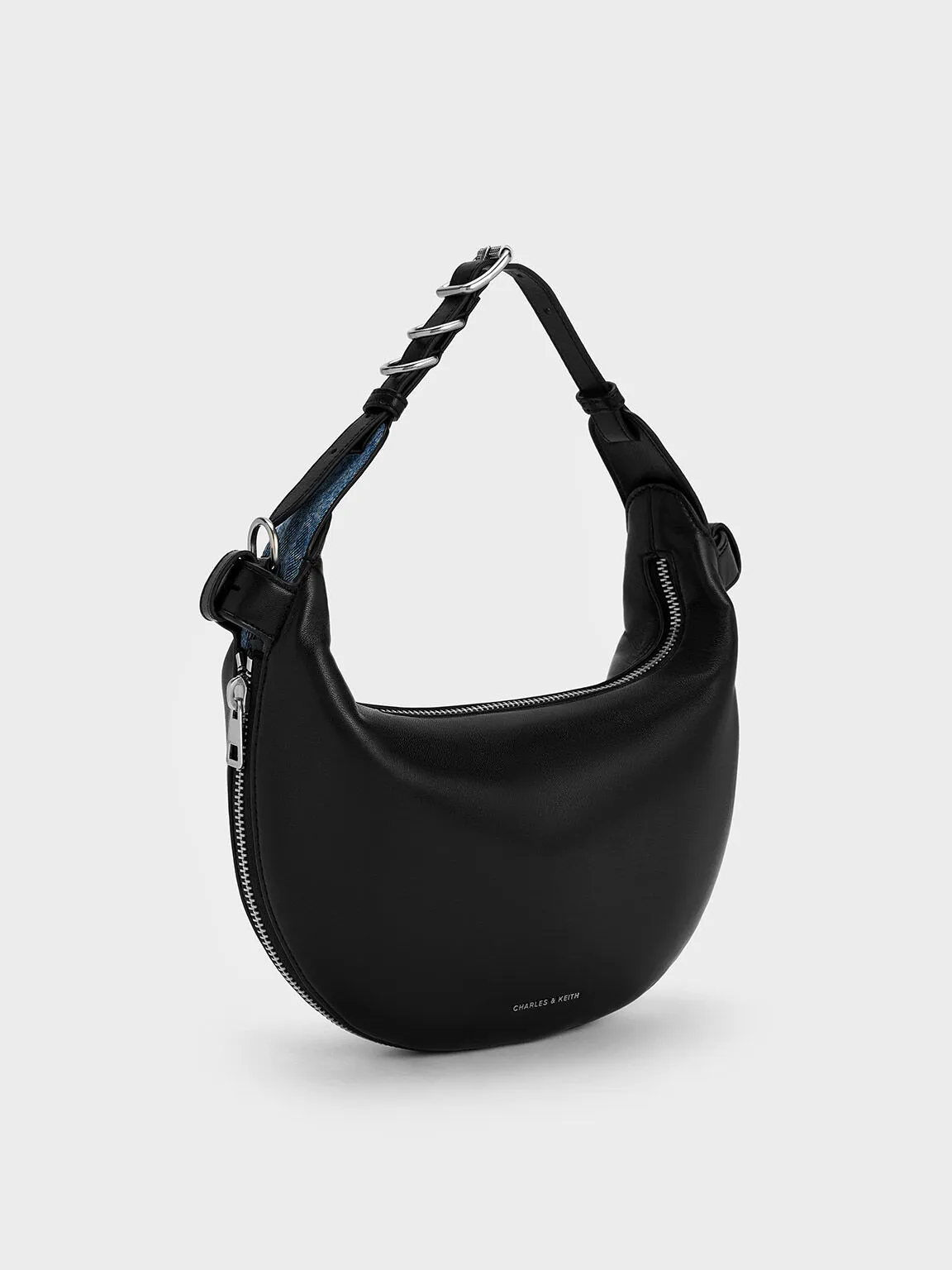 Saskia Crescent Hobo Bag - Noir