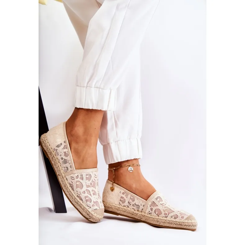 S.Barski Classic Women's Espadrilles Openwork Beige Catris