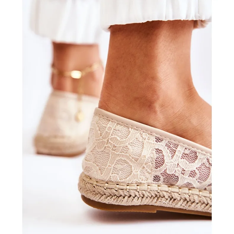 S.Barski Classic Women's Espadrilles Openwork Beige Catris