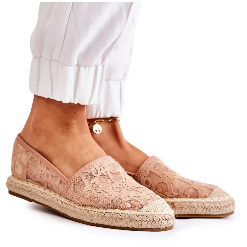 S.Barski Classic Women's Openwork Espadrilles Nude Catris beige