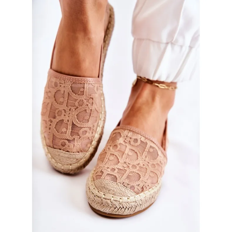 S.Barski Classic Women's Openwork Espadrilles Nude Catris beige