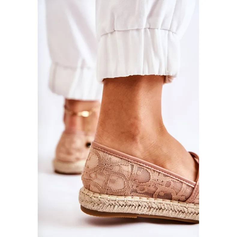 S.Barski Classic Women's Openwork Espadrilles Nude Catris beige