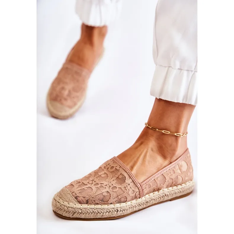 S.Barski Classic Women's Openwork Espadrilles Nude Catris beige