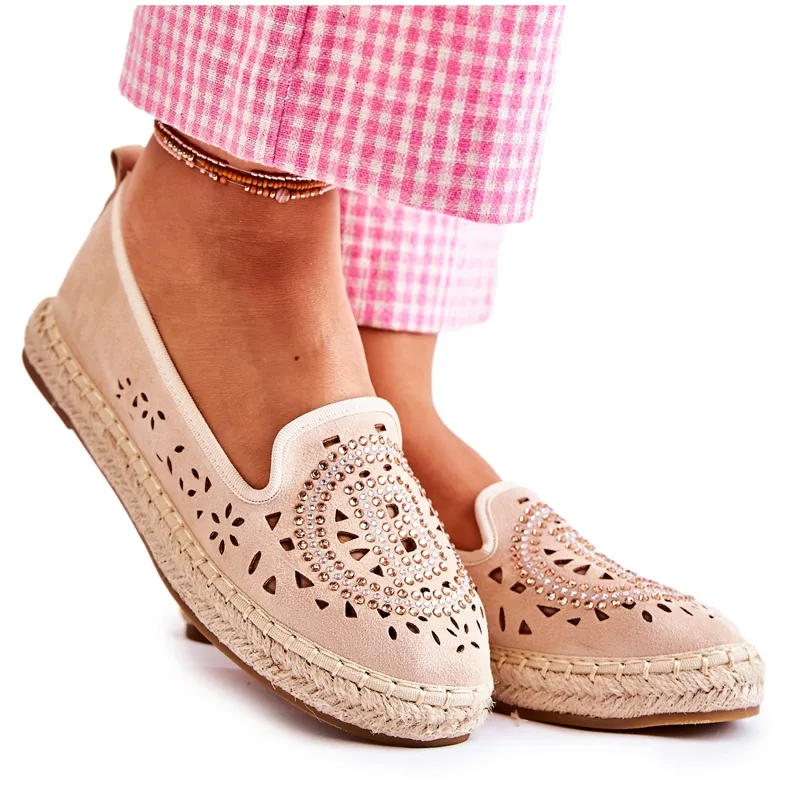 S.Barski Meredith Beige Openwork Slip-on Women's Espadrilles