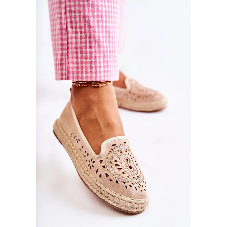 S.Barski Meredith Beige Openwork Slip-on Women's Espadrilles