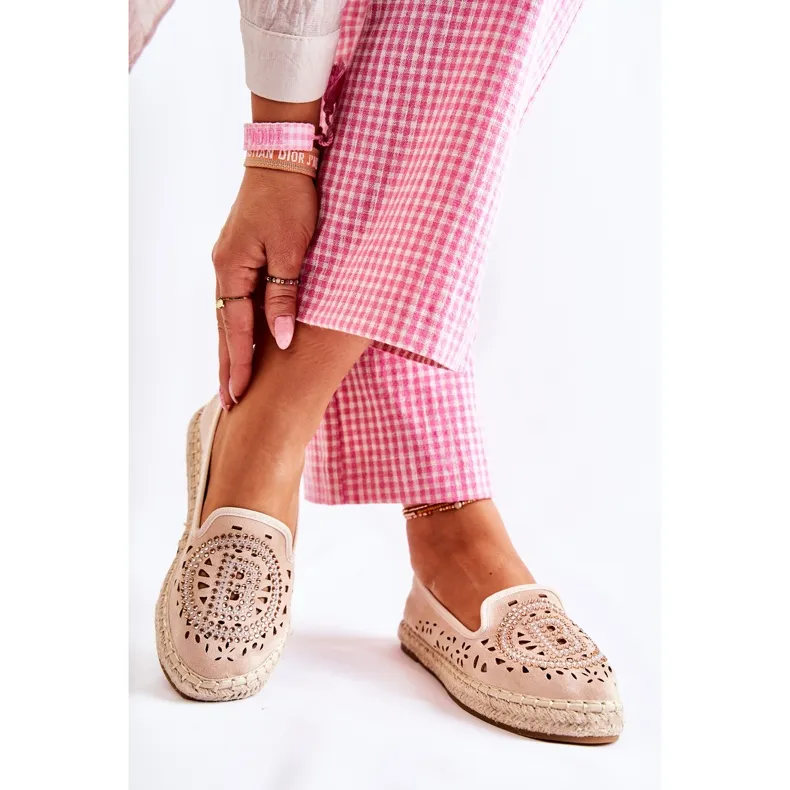 S.Barski Meredith Beige Openwork Slip-on Women's Espadrilles