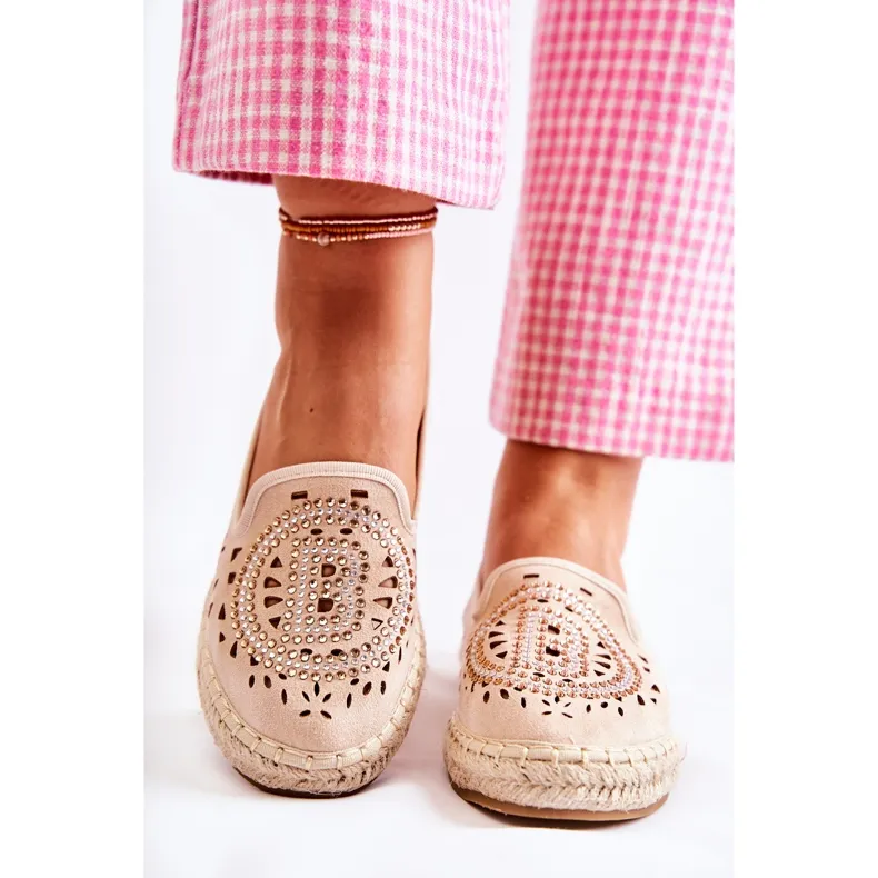 S.Barski Meredith Beige Openwork Slip-on Women's Espadrilles