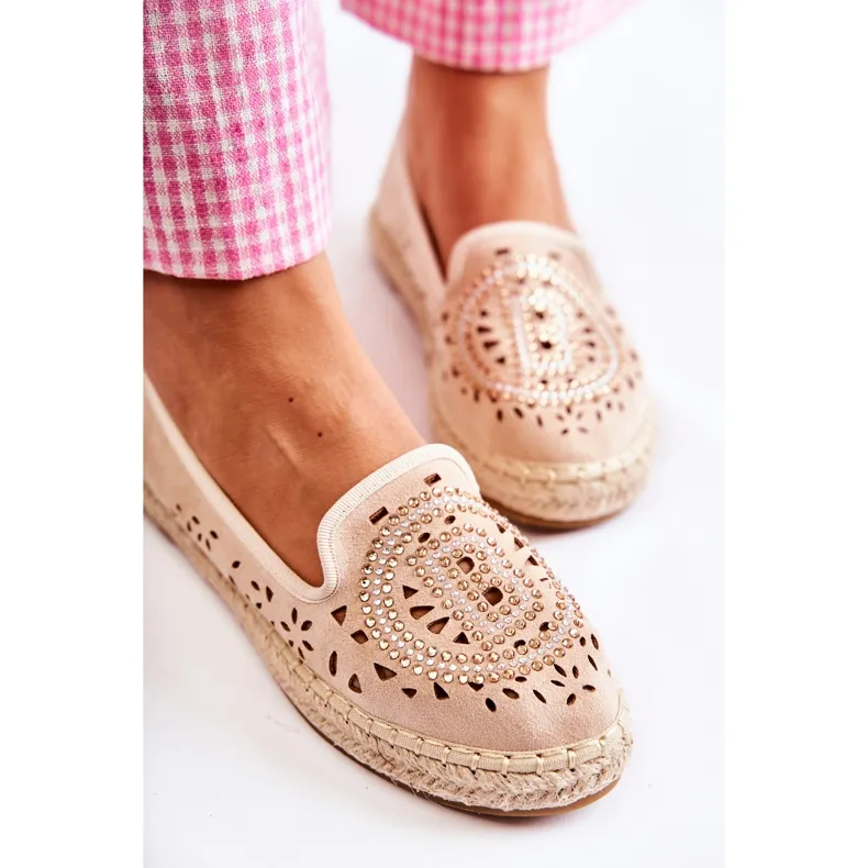 S.Barski Meredith Beige Openwork Slip-on Women's Espadrilles