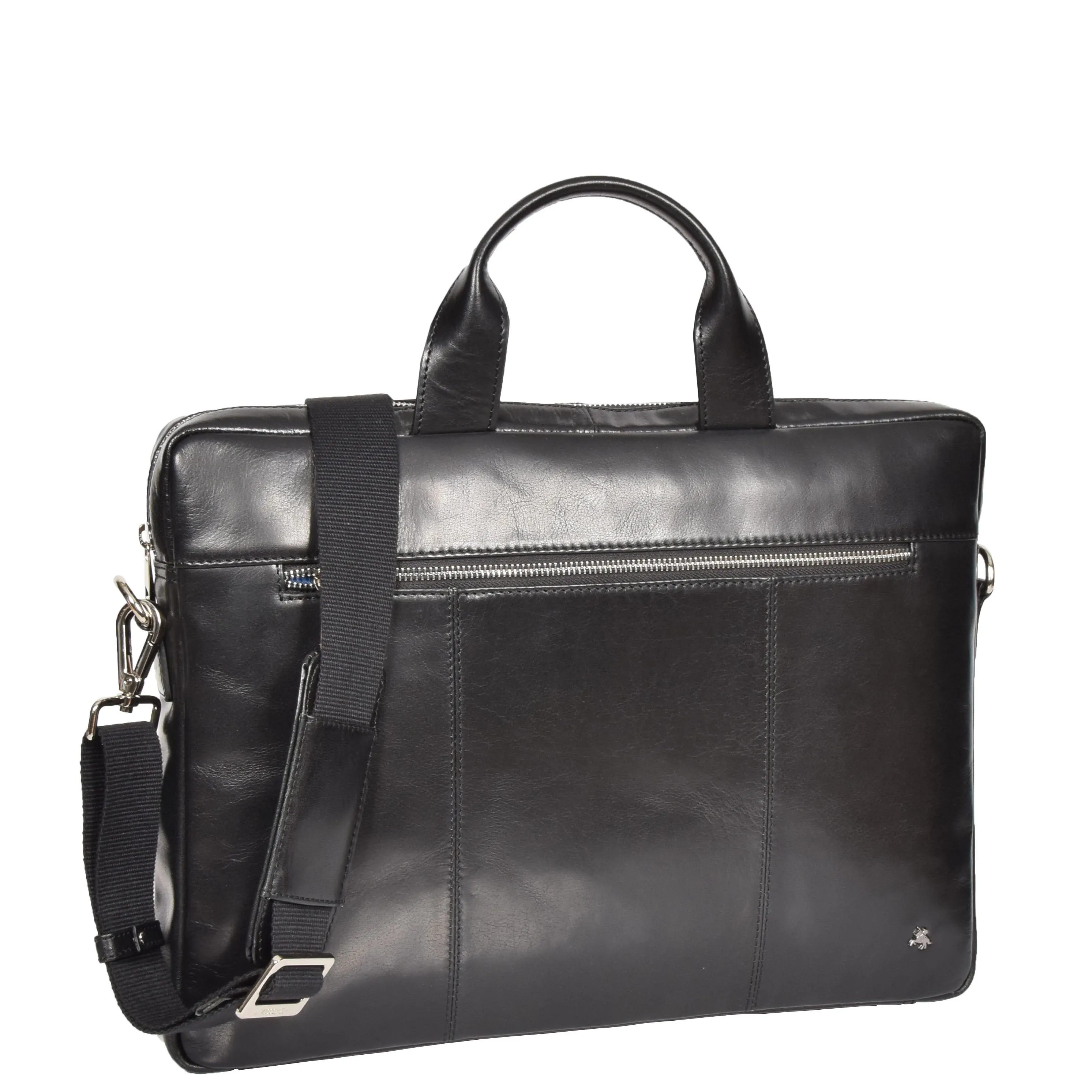 Slimline Cross Body Leather Briefcase Vernon Black