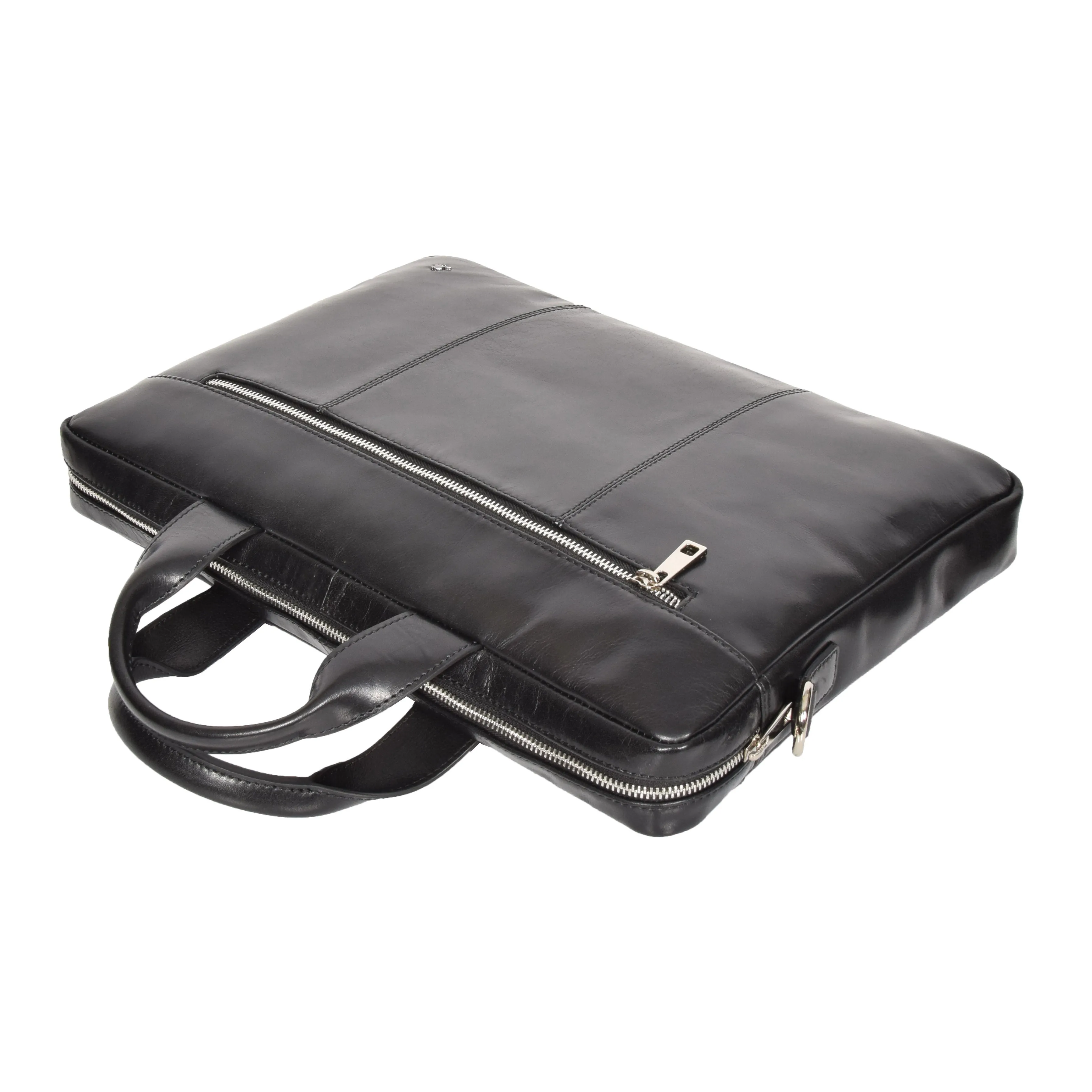 Slimline Cross Body Leather Briefcase Vernon Black