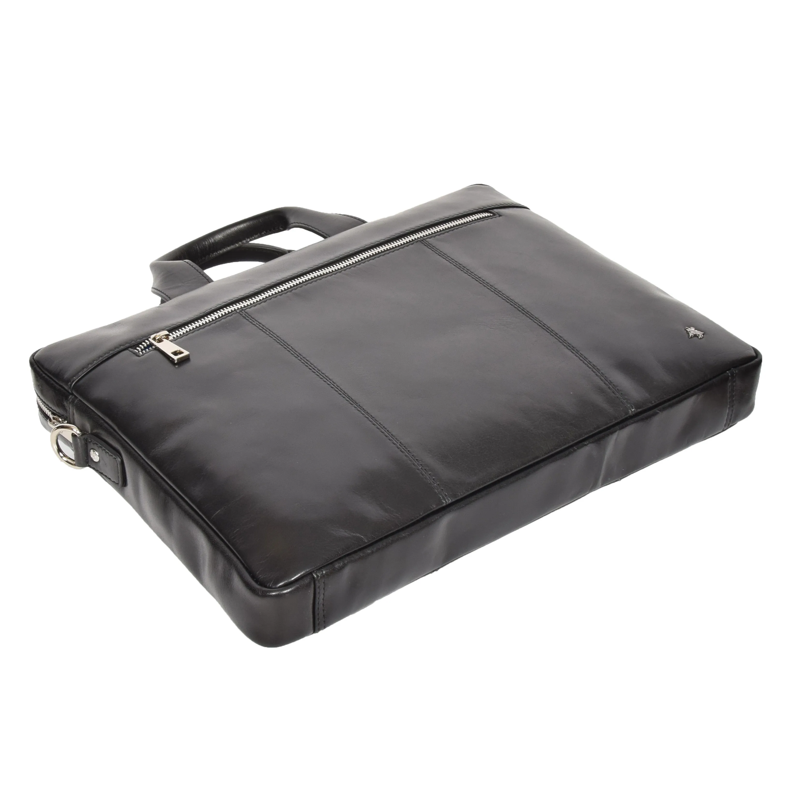 Slimline Cross Body Leather Briefcase Vernon Black