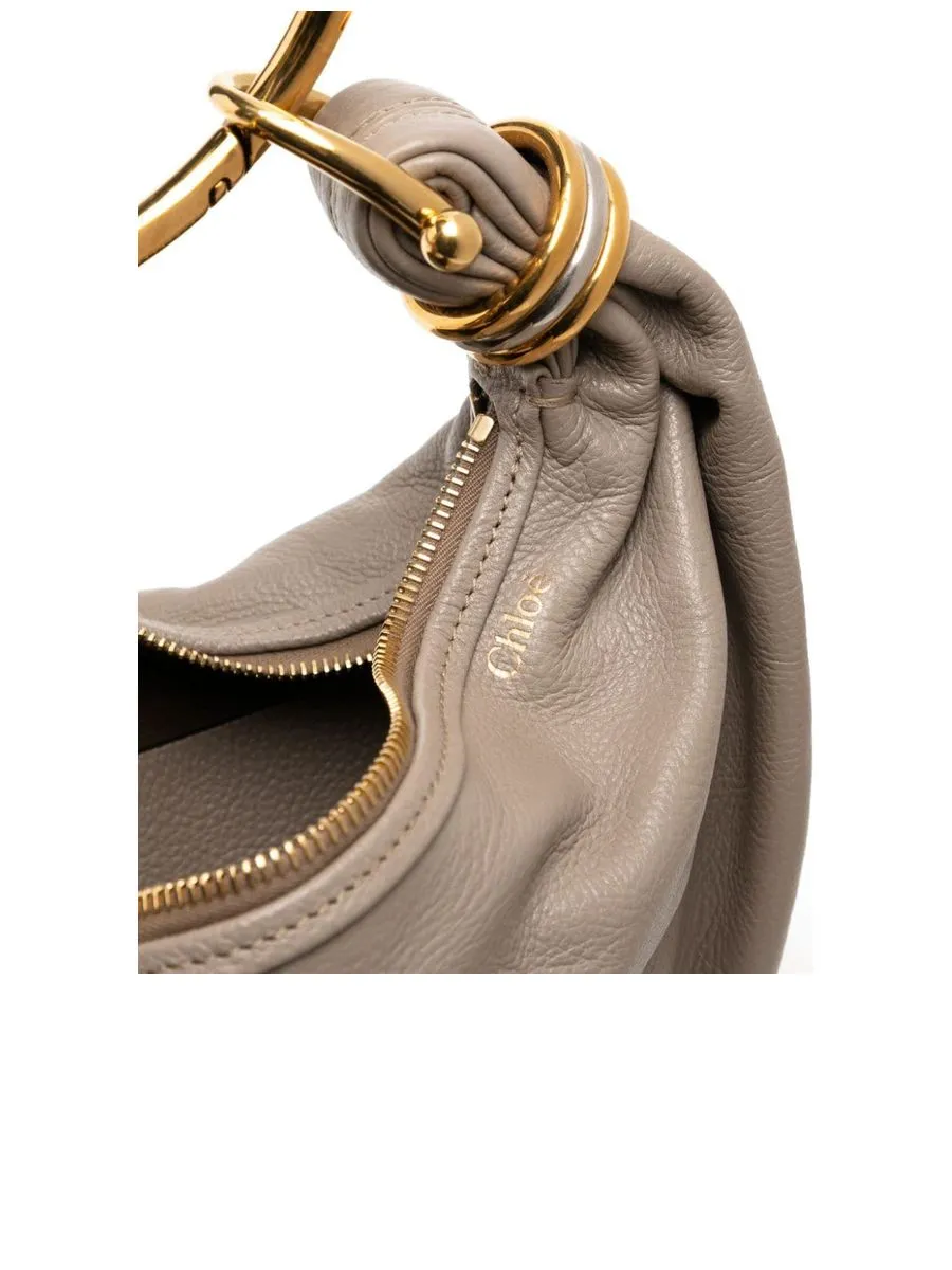 Small Bracelet Hobo Bag in Grained Leather