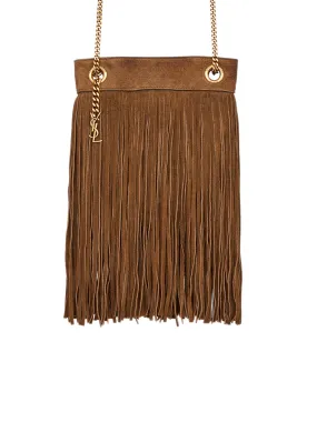 Small Fringed Hobo Bag in Vintage Suede