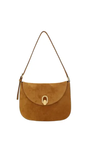 Small Tondo Hobo in Suede - Saddle