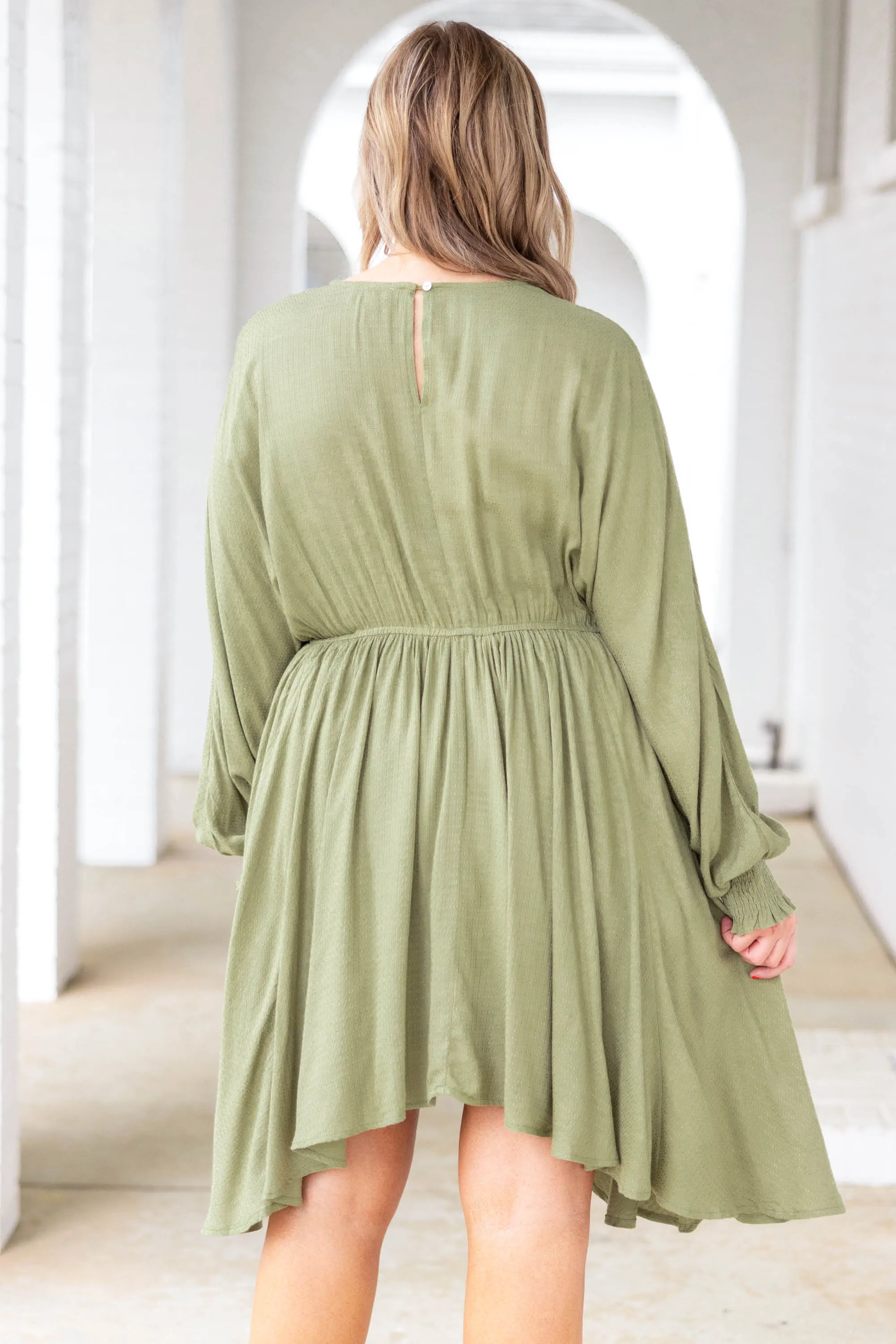 Smocked And Loaded Dress, Olive