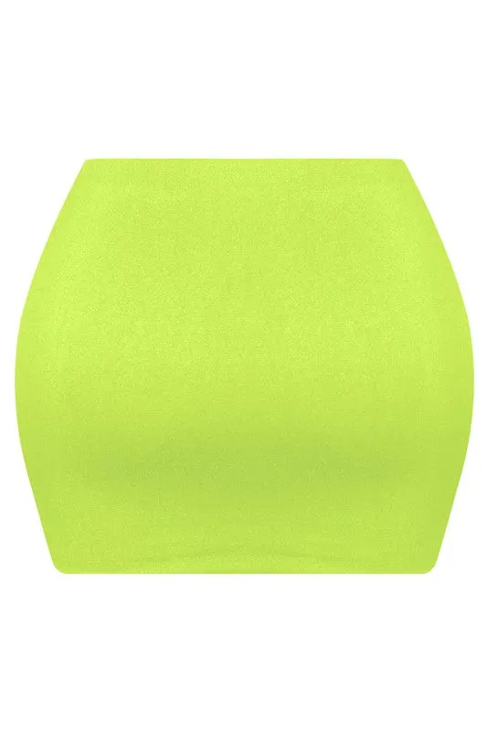 Solid Micro Mini Skirt Lime Green